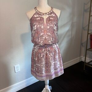 White House Black Market Pink and Cream Paisley Mini Dress